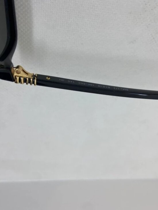 New Miu Miu Black Acetate Rectangle Sunglasses with Gold Logo main image 6